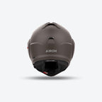 Retro del casco modulare Airoh Mathisse II bronzo opaco con logo Airoh chiaro