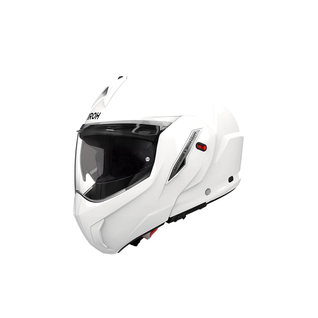 Casco modulare Airoh Mathisse II Color bianco lucido, vista tre quarti anteriore sinistra