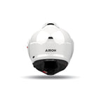 Retro del casco modulare Airoh Mathisse II bianco lucido con logo Airoh scuro