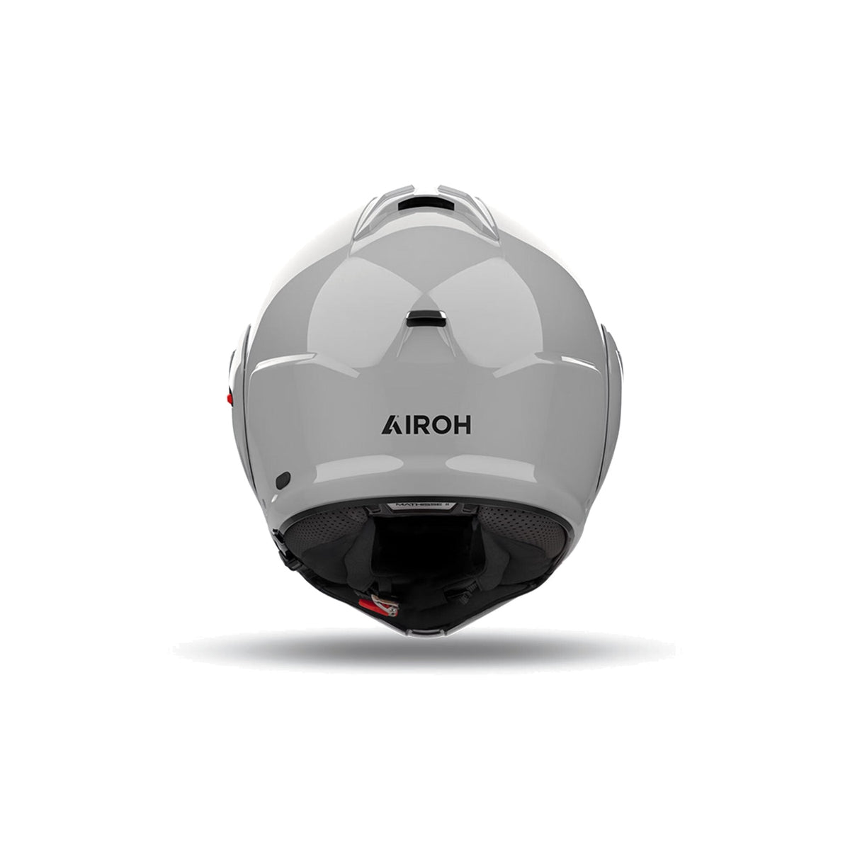 Retro del casco modulare Airoh Mathisse II grigio cemento lucido con logo Airoh