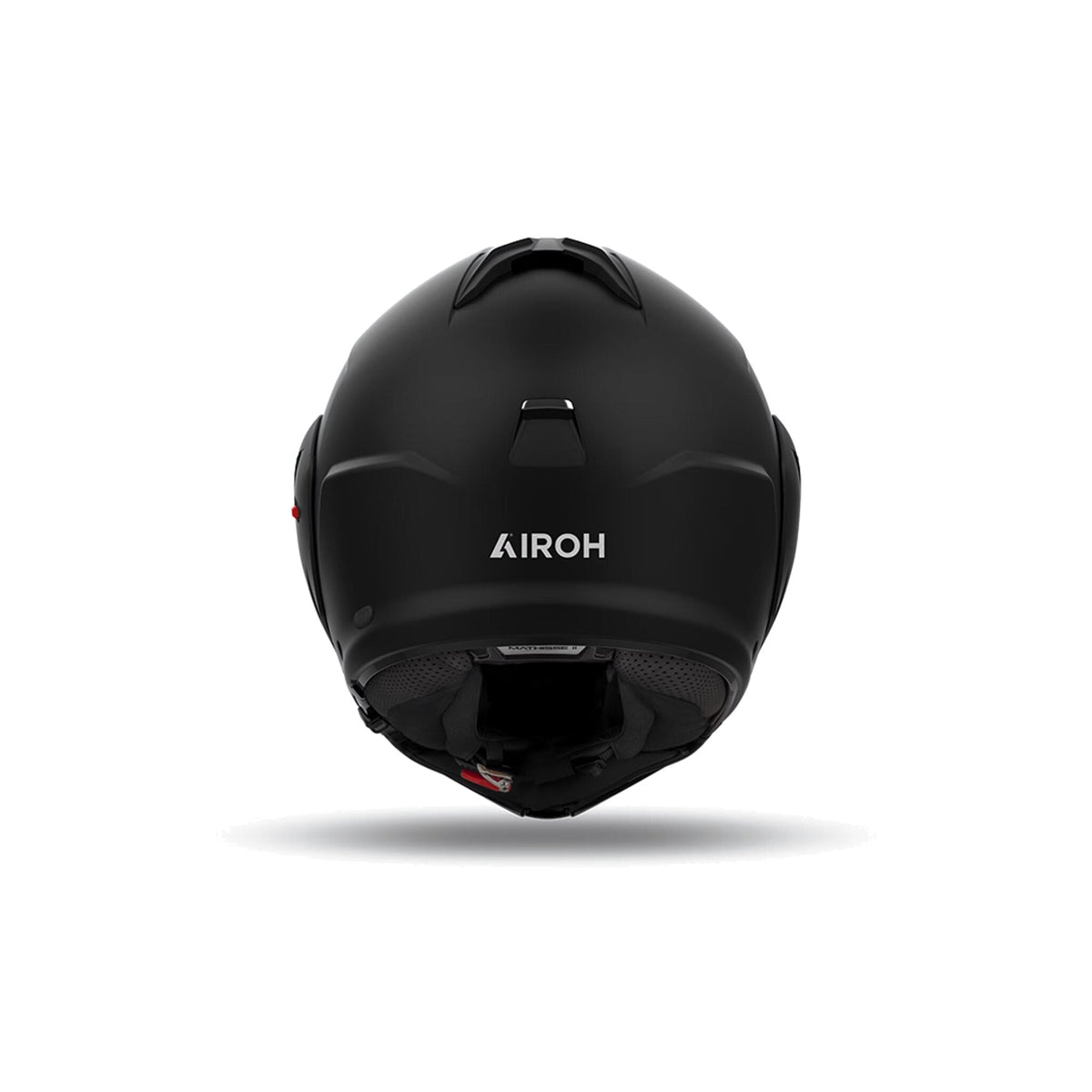 Retro del casco modulare Airoh Mathisse II nero opaco con logo Airoh chiaro