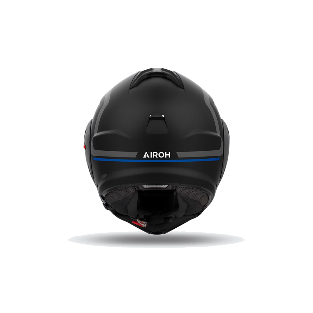 Airoh Mathisse II Genius Nero/Grigio/Blu Opaco MTH2G18, casco modulare, visto da dietro