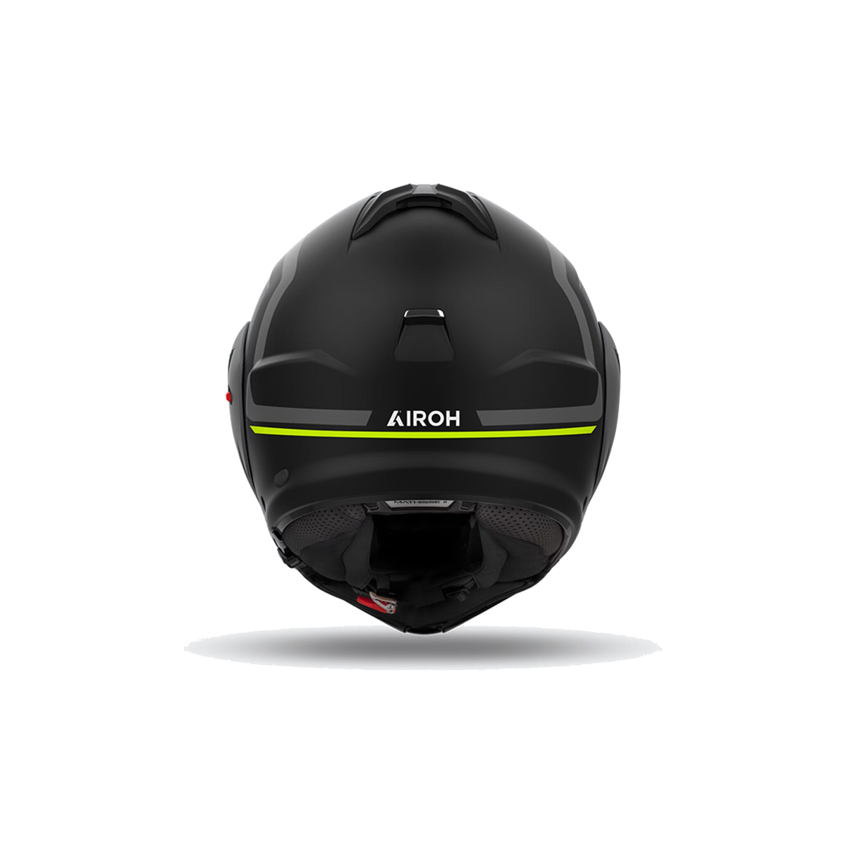 Airoh Mathisse II Genius Nero/Grigio/Giallo Opaco MTH2G31, casco modulare, visto da dietro