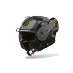 Airoh Mathisse II Genius Nero/Grigio/Giallo Opaco MTH2G31, casco modulare, vista di tre quarti dal lato destro