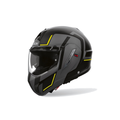 Airoh Mathisse II Genius Nero/Grigio/Giallo Opaco MTH2G31, casco modulare, vista di tre quarti dal lato sinistro