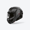 Airoh Mathisse II Genius Nero/Grigio Opaco (MTH2G35), casco modulare chiuso visto di tre quarti, grafica nera opaca con fasce grigie