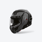 Airoh Mathisse II Genius Nero/Grigio Opaco (MTH2G35), casco modulare chiuso visto di tre quarti, grafica nera opaca con fasce grigie