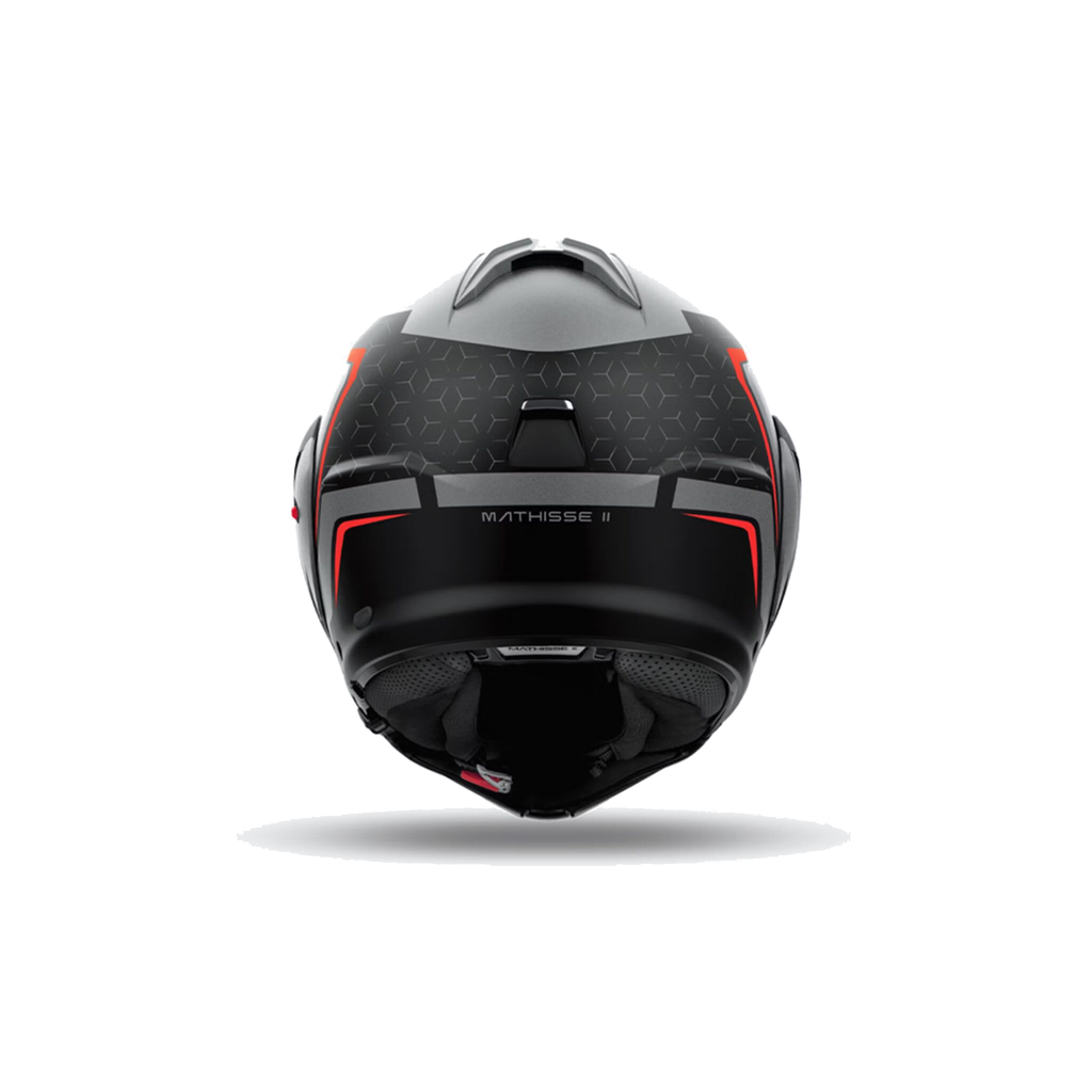 Airoh Mathisse II Magnet Nero/Grigio/Rosso Opaco MTH2M17, casco modulare, visto da dietro