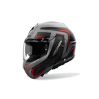 Airoh Mathisse II Magnet Nero/Grigio/Rosso Opaco MTH2M17, casco modulare, vista di tre quarti dal lato sinistro