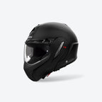 Casco modulare Airoh Mathisse II Color nero opaco, vista tre quarti anteriore sinistra