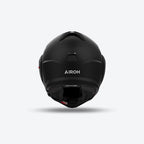 Retro del casco modulare Airoh Mathisse II nero opaco con logo Airoh chiaro