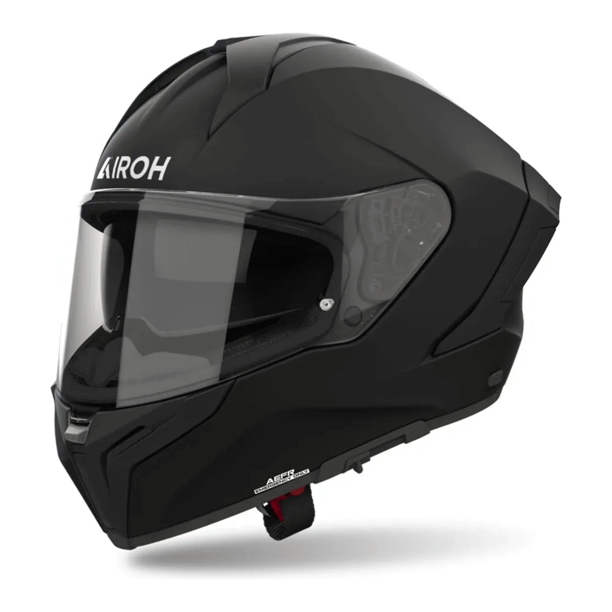 Airoh Matryx Color Nero Opaco (MX11), casco integrale visto di tre quarti dal lato sinistro, grafica nera opaca a tinta unita