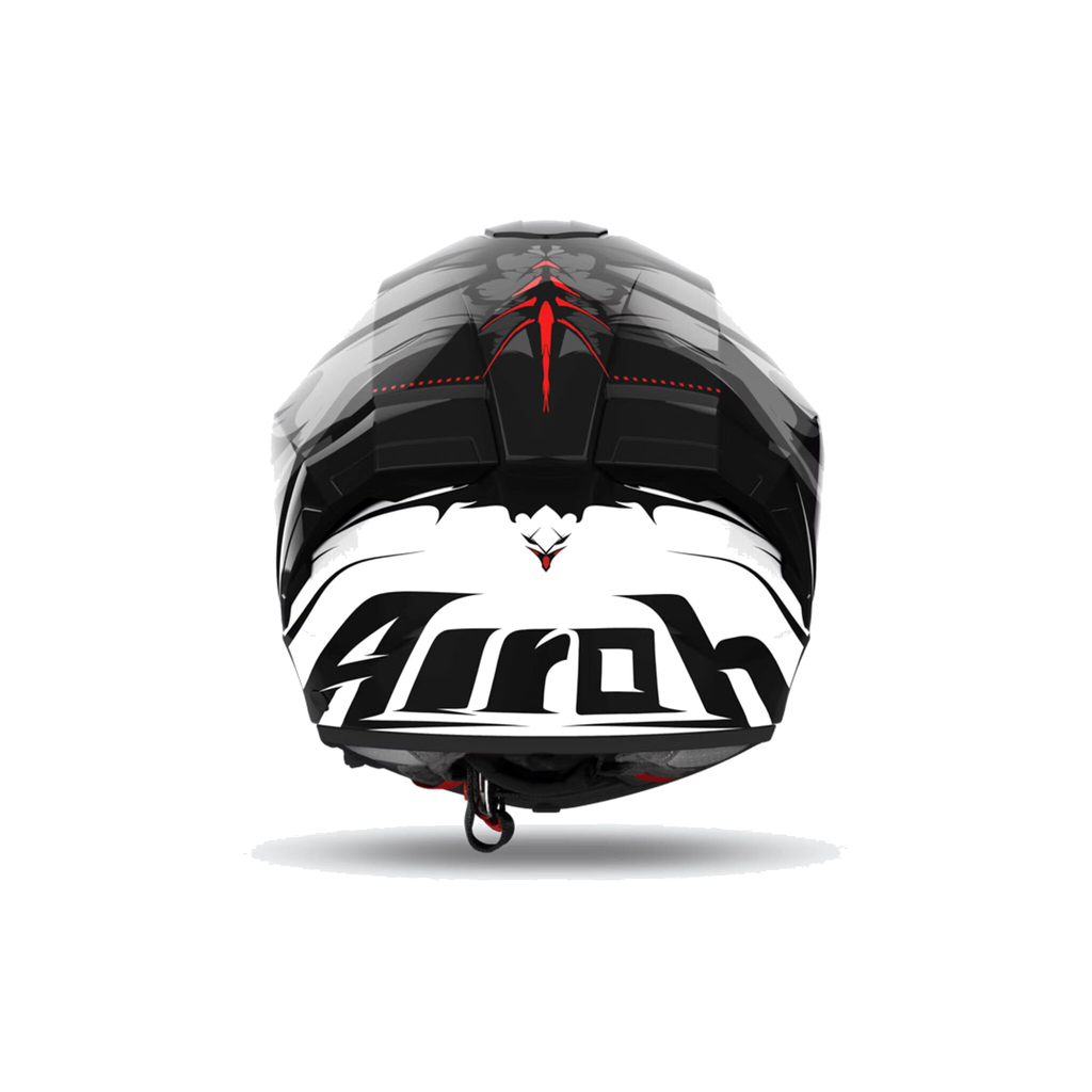 Airoh Matryx Nytro Nero/Bianco/Rosso Lucido MXN35, casco integrale, visto da dietro