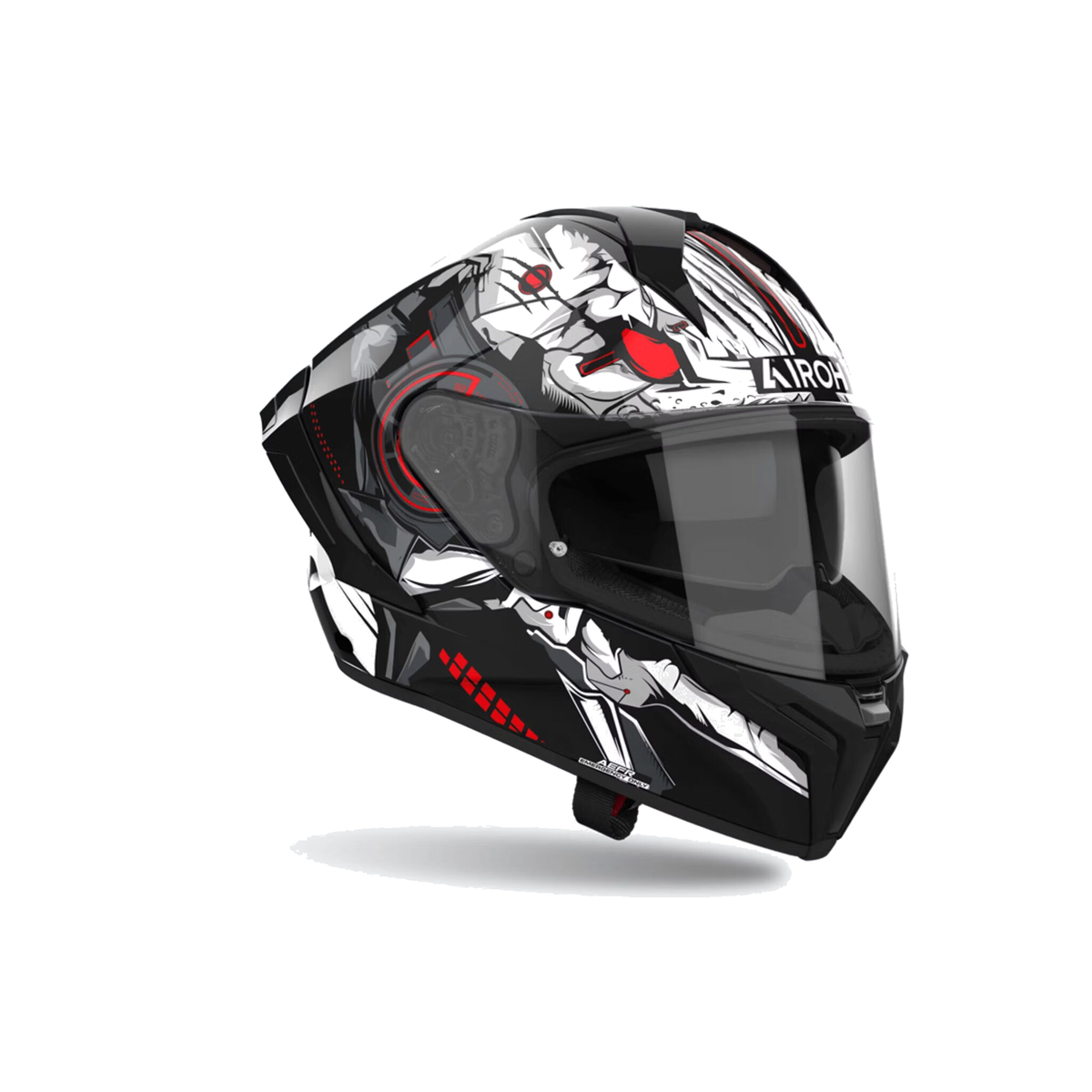 Airoh Matryx Nytro Nero/Bianco/Rosso Lucido MXN35, casco integrale, vista di tre quarti dal lato destro