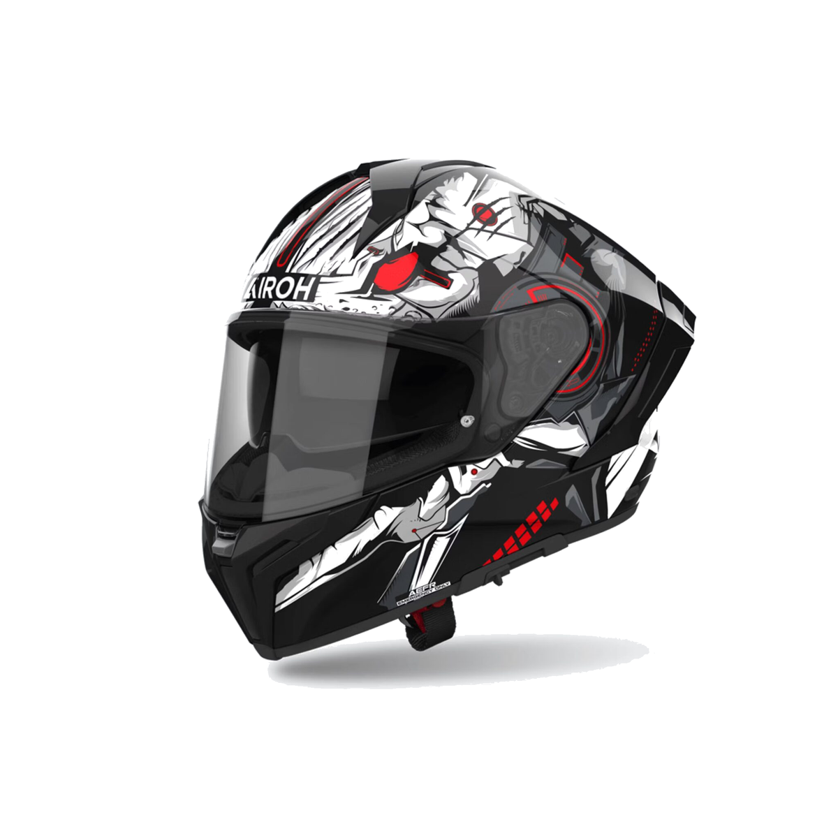 Airoh Matryx Nytro Nero/Bianco/Rosso Lucido MXN35, casco integrale, vista di tre quarti dal lato sinistro