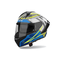 Airoh Matryx Rider Grigio/Blu/Giallo Fluo Lucido MXR18, casco integrale, vista di tre quarti dal lato sinistro