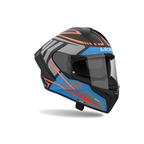 Airoh Matryx Rider Nero/Azzurro/Arancio Opaco MXR19, casco integrale, vista di tre quarti dal lato destro