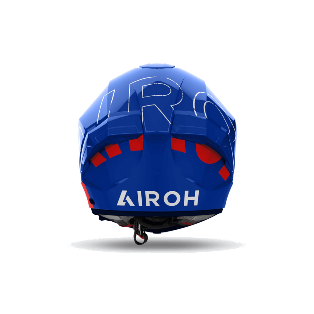Airoh Matryx Scope Blu/Rosso/Bianco Lucido MXS55, casco integrale, visto da dietro