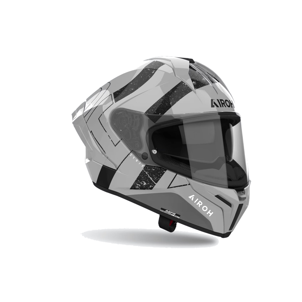 Airoh Matryx Scope Grigio Chiaro/Nero Lucido MXS38, casco integrale, vista di tre quarti dal lato destro