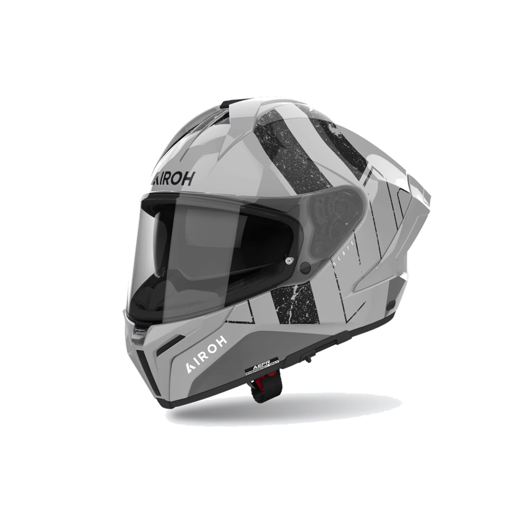 Airoh Matryx Scope Grigio Chiaro/Nero Lucido MXS38, casco integrale, vista di tre quarti dal lato sinistro