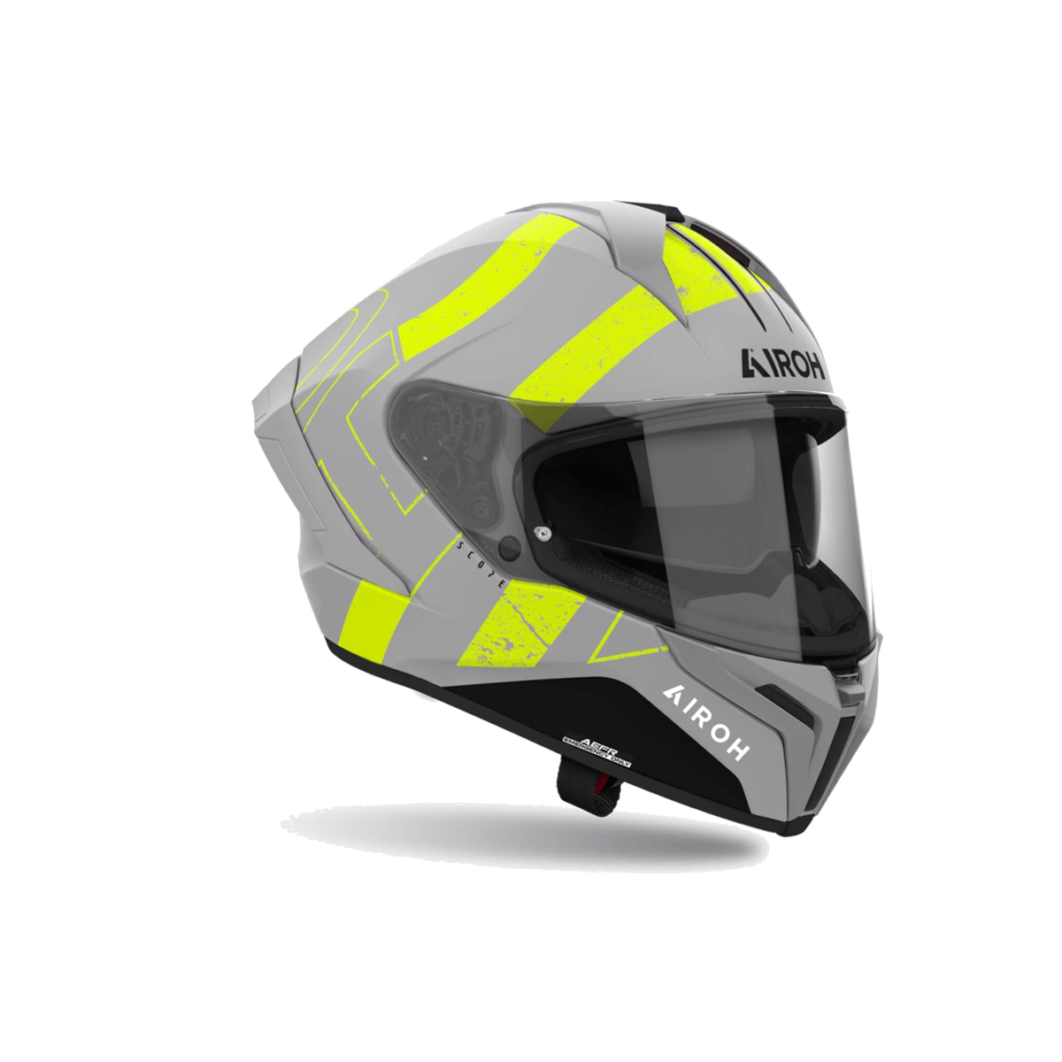 Airoh Matryx Scope Grigio/Giallo Fluo Opaco MXS31, casco integrale, vista di tre quarti dal lato destro