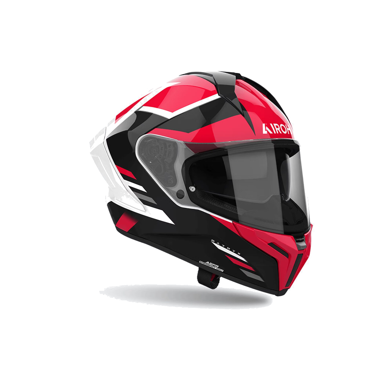 Airoh Matryx Thron Rosso/Bianco/Nero Lucido MXT55, casco integrale, vista di tre quarti dal lato destro