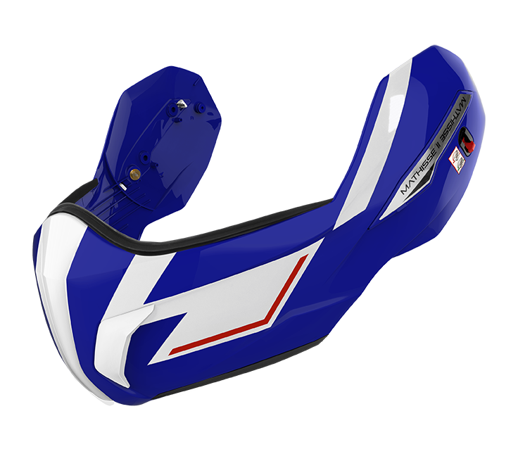 Mentoniera Genius Blu/Rosso Lucido originale Airoh MTH2G55M per casco Mathisse II, foto ufficiale del ricambio