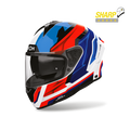 Airoh Spark 2 Blade Blu/Rosso Lucido (SP2B18), casco integrale visto di tre quarti anteriore, con badge 5 stelle SHARP