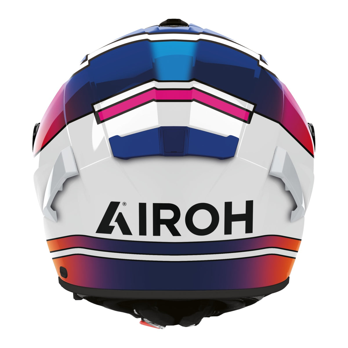 Airoh Spark 2 Lively SP2L38, vista posteriore con logo Airoh su fondo bianco multicolore
