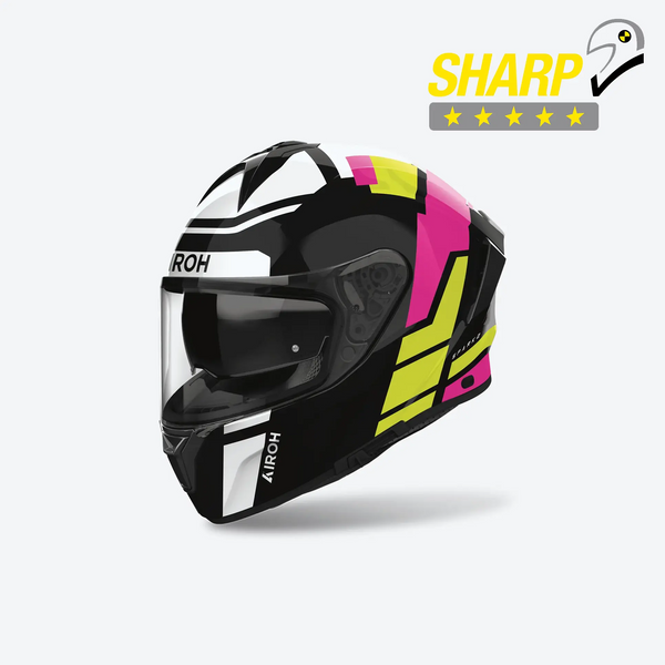 Casco integrale Airoh Spark 2 Lively nero fucsia, vista tre quarti anteriore sinistra