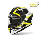Airoh Spark 2 Luma Giallo Lucido (SP2L31), casco integrale visto di tre quarti anteriore, con badge 5 stelle SHARP