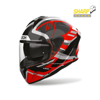 Airoh Spark 2 Luma Rosso Lucido (SP2L55), casco integrale visto di tre quarti anteriore, con badge 5 stelle SHARP