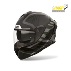 Airoh Spark 2 Luma Verde Militare Opaco (SP2L70), casco integrale visto di tre quarti anteriore, con badge 5 stelle SHARP