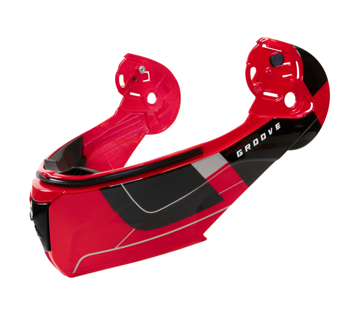 Mentoniera Groove Rosso Lucido originale Airoh SPECG55M per casco Specktre, foto ufficiale del ricambio