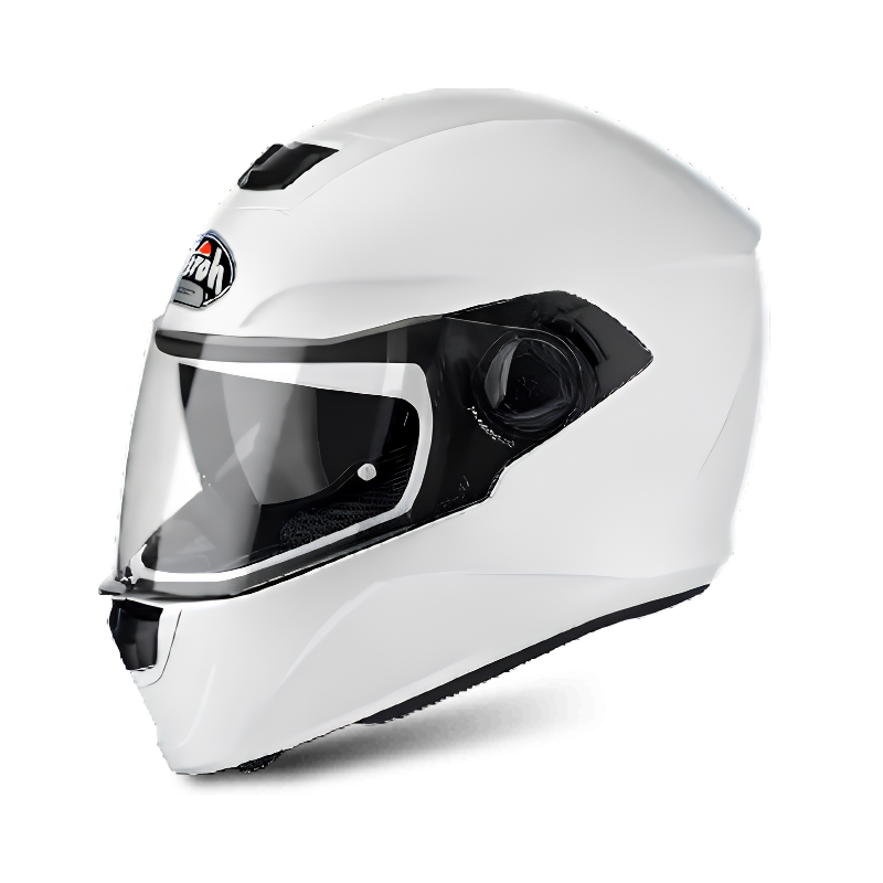 Airoh Storm ST14XXL casco integrale bianco lucido, vista tre quarti anteriore con visiera chiara e visierino parasole