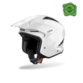 Airoh TRR II Color bianco lucido, casco jet da trial con frontino visto di tre quarti