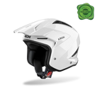 Airoh TRR II Color bianco lucido, casco jet da trial con frontino visto di tre quarti