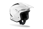 Casco da trial Airoh TRR II Color bianco lucido visto di tre quarti dal lato opposto