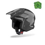 Airoh TRR II Color grigio scuro lucido, casco jet da trial con frontino visto di tre quarti
