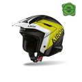 Airoh TRR II Hunt giallo opaco, casco jet da trial con frontino visto di tre quarti