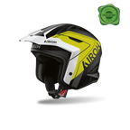 Airoh TRR II Hunt giallo opaco, casco jet da trial con frontino visto di tre quarti