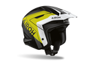 Casco da trial Airoh TRR II Hunt giallo opaco visto di tre quarti dal lato opposto