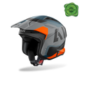 Airoh TRR II Jupiter arancio opaco, casco jet da trial con frontino visto di tre quarti