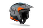 Casco da trial Airoh TRR II Jupiter arancio opaco visto di tre quarti dal lato opposto