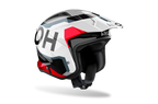 Casco da trial Airoh TRR II Jupiter rosso lucido visto di tre quarti dal lato opposto