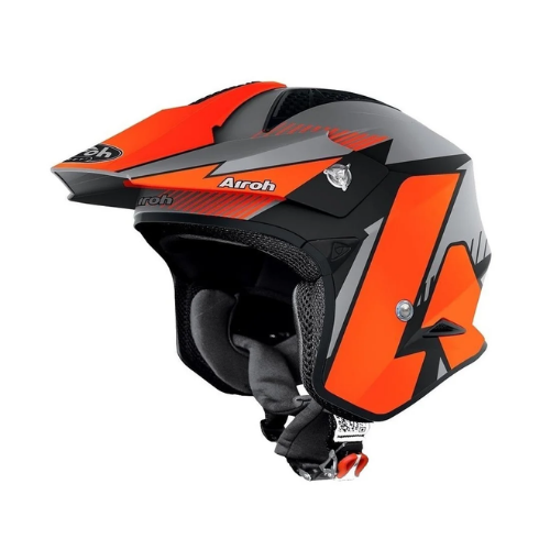 Casco jet trial Airoh TRR S Pure arancio e grigio opaco, vista laterale sinistra
