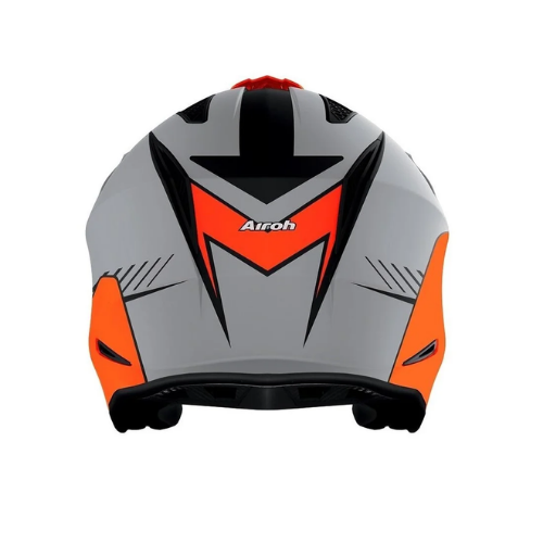 Retro del casco Airoh TRR S Pure con calotta grigia e inserto arancio a V