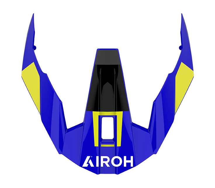 Frontino Jupiter Blu/Giallo Lucido originale Airoh TRR2J31F per casco TRR II, foto ufficiale del ricambio