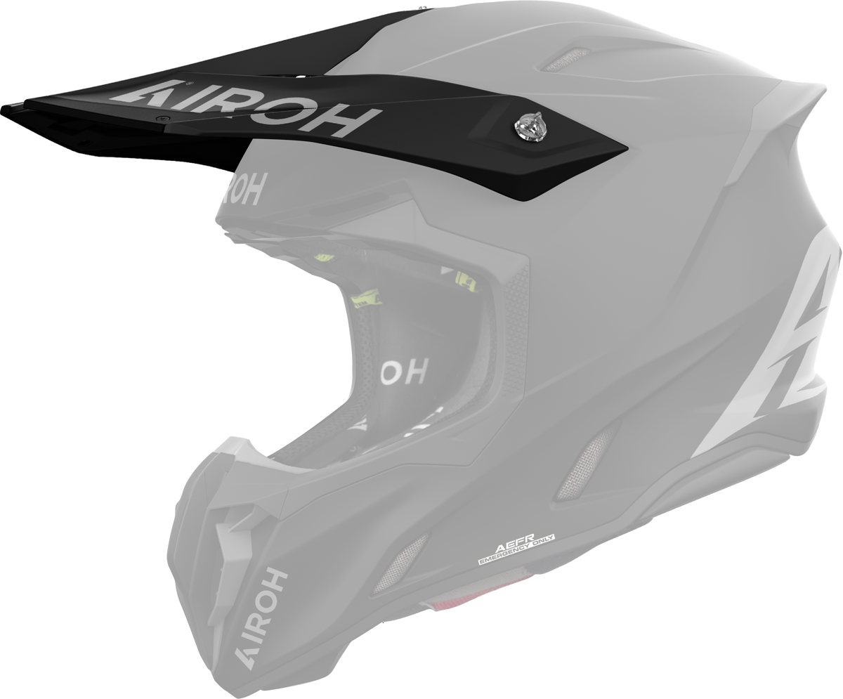 Frontino Nero Opaco originale Airoh TW311F per casco Twist 3, mostrato su un casco in trasparenza, foto ufficiale del ricambio