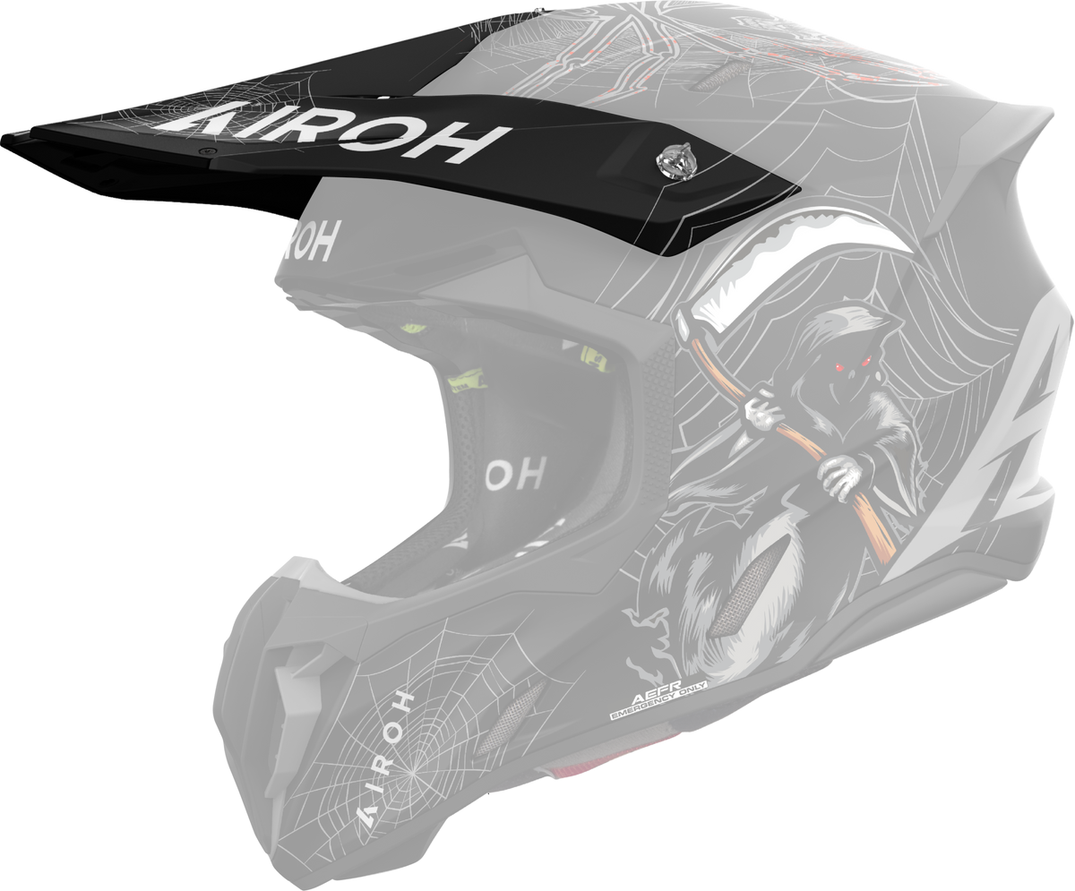 Frontino Arcade Opaco originale Airoh TW3A35F per casco Twist 3, mostrato su un casco in trasparenza, foto ufficiale del ricambio